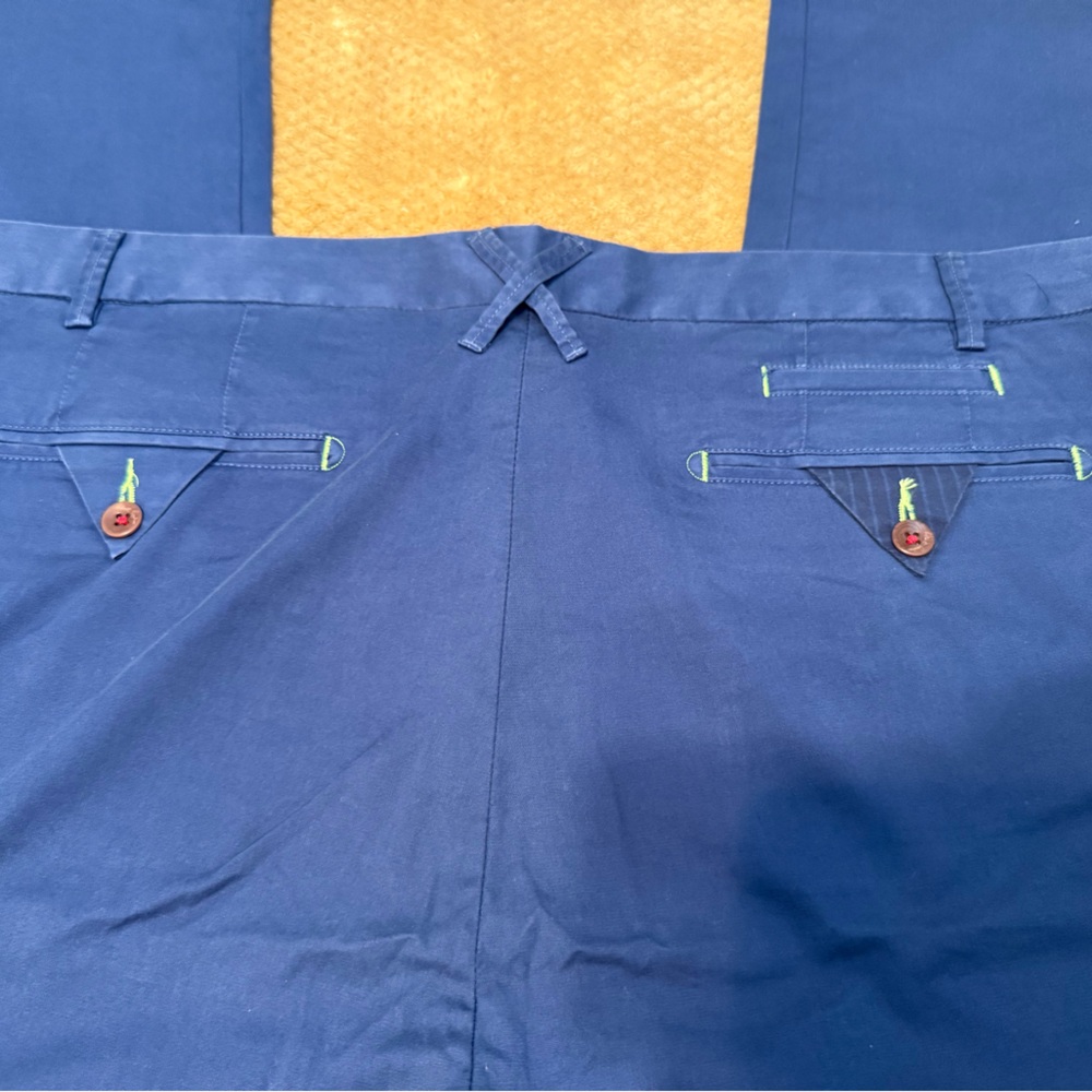 Robert Graham Navy Chino Pants with Red Stitching. New